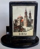 Microvedere-bibelou Sibiu Brasov RPR 1964, plastic, 36x23x38mm, Coop. Arta Manuala Sibiu
