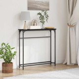 Masă consolă vidaXL Negru Stejar 75x19.5x75cm, lemn prelucrat, design slim, ideal hol/living, cadru metalic robust, blat MDF