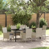 vidaXL Set de masă pentru grădină cu pernă 7 pcs Gri deschis poliratan 3379812