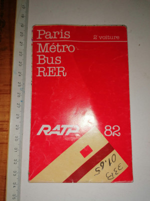 HARTA VECHE 1982 / METRO BUS PARIS . METROU AUTOBUZ foto