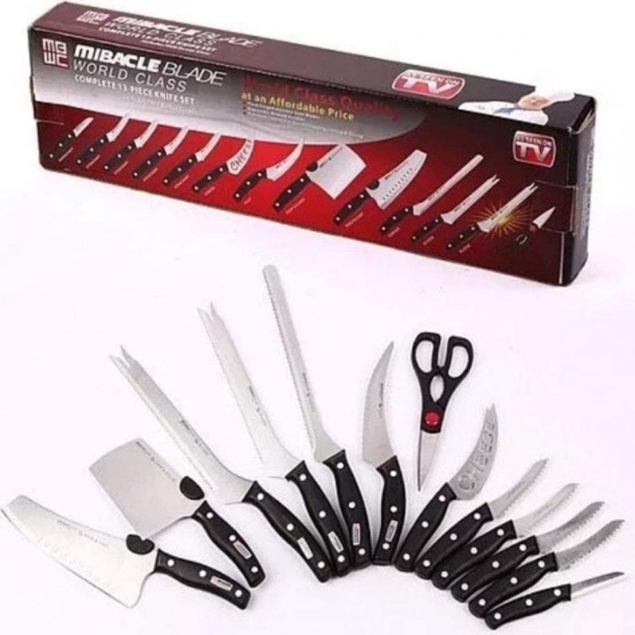 Set de 13 cutite pentru bucatarie Miracle Blade World Class din otel inoxidabil