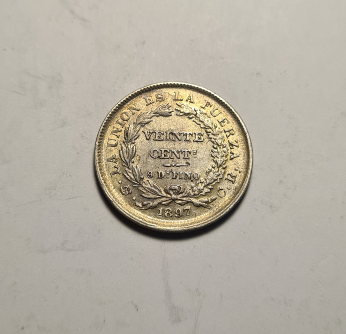 Bolivia 20 Centavos 1897 UNC