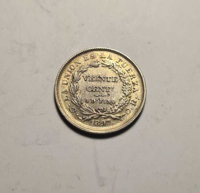 Bolivia 20 Centavos 1897 UNC