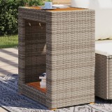 Cumpara ieftin Masă laterală de grădină blat lemn, gri, 60x40x75 cm, poliratan