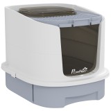 PawHut Litieră &Icirc;nchisă pentru Pisici cu 2 Uși și Tavă Detașabilă, 40,5x52,5x42,5 cm, Gri | Aosom Romania