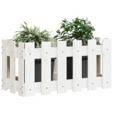 Jardiniera gradina design gard, alb, 60x30x30 cm lemn masiv pin GartenMobel Dekor, vidaXL