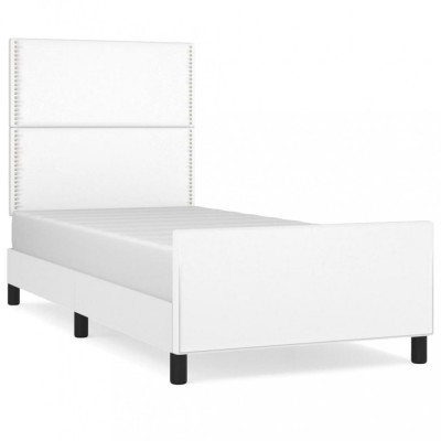 Cadru de pat cu tăblie, alb, 80x200 cm, piele ecologică foto