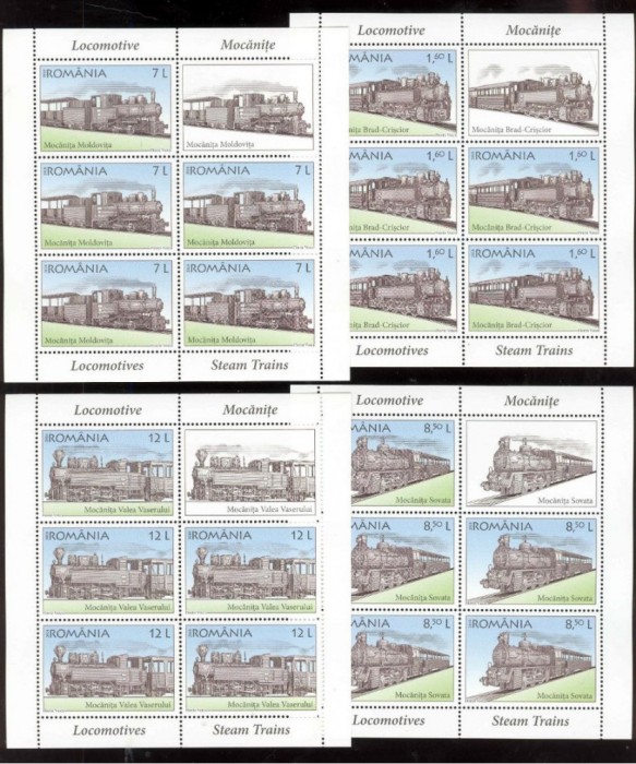 Transport, trenuri - Locomotive, mocănițe, minicoală de 5 timbre și 1 vinietă, 2018, LP 2208d, MNH