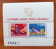 RO.-1974-&amp;#039;&amp;#039;CENTENAR -UPU&amp;#039;&amp;#039;-COLITA-MNH LUX -NESTAMPIL.-VEZI SCAN foto