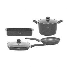 Set de gatit Gustavo Cooking by Heinner, 6 piese, baza inductie, capac sticla termorezistenta