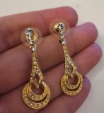 Cercei swarovski-inox placati cu aur galben si zirconia