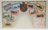 STEMA SI HARTA REGATULUI ROMAN SI 10 TIMBRE REPRODUSE CU SCENE DIN ACTIVITATEA M.S REGELE CAROL I , INCEPUTUL SEC. XX , CROMOLITOGRAFIE , CARTE POST