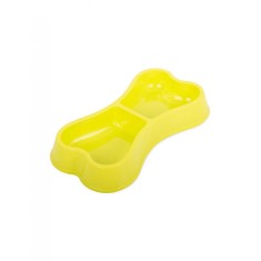 Castron galben dublu pentru hranire animale de companie, 0.15 L