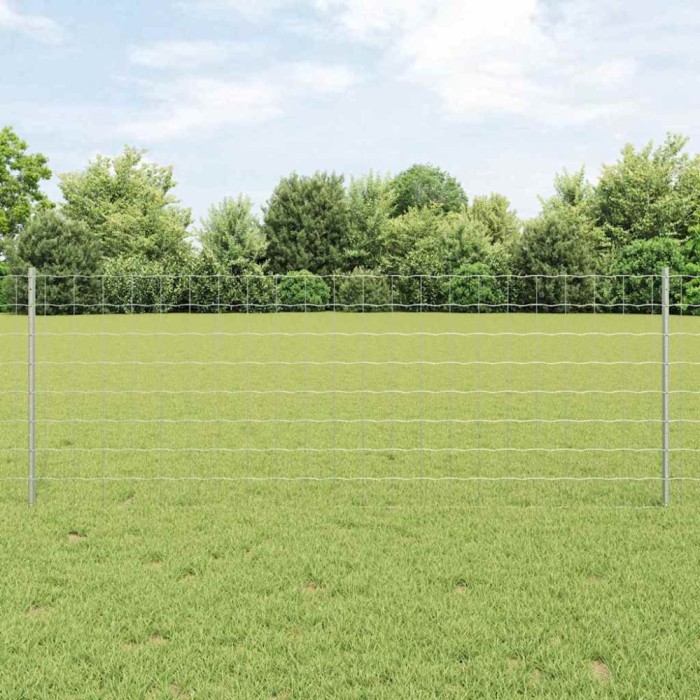 Gard Euro cu 5 St&acirc;lpi U Argintiu 0,8x10 m Oțel