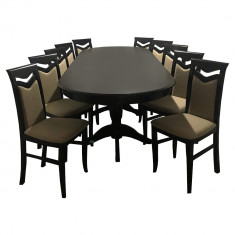 Set masa Wenge cu 10 scaune tapitate, 160cm restransa, 280cm extinsa, 100cm latime, 75cm inaltime foto