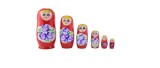 Set 6 papusi Matrioska din lemn pictate manual cu vopsele non toxice 15X8 cm
