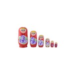 Set 6 papusi Matrioska din lemn pictate manual cu vopsele non toxice 15X8 cm