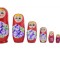 Set 6 papusi Matrioska din lemn pictate manual cu vopsele non toxice 15X8 cm