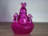 Bomboniera sau caset de bijuterii vintage din sticla groasa, pentru fetite
