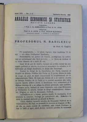 ANALELE ECONOMICE SI STATISTICE , REVISTA LUNARA , ANUL XXI , NUMERELE 1 - 3 , IANUARIE - MARTIE , 1938 foto