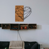 Decoratiune de perete, Heart, lemn/metal, 58 x 58 cm, negru/maro, Enzo