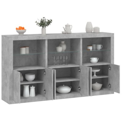 vidaXL Servantă cu lumini LED, gri beton, 181,5x37x100 cm foto