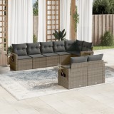 vidaXL Set canapele de grădină cu perne, 8 piese, gri, poliratan 3252757