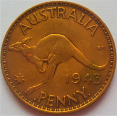 Moneda istorica 1 PENNY - AUSTRALIA, anul 1943 *cod 5054 = excelenta foto