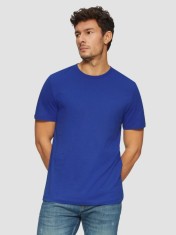 Tricou barbati din bumbac cu decolteu la baza gatului, logo, Albastru inchis, L