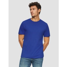 Tricou barbati din bumbac cu decolteu la baza gatului, logo, Albastru inchis, L