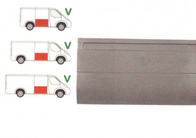 Panou reparatie usa Mercedes SPRINTER 208-416 (W901-905), 01.1995-2006, VW LT II 05.1996-2005 ; modele Scurt/Mediu/Lung, partea dreapta, usa culisant foto