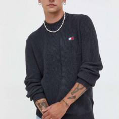 Tommy Jeans pulover de bumbac culoarea negru