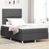 VidaXL Pat Box Spring cu Saltea &amp; LED Gri &Icirc;nchis 120x200 cm Țesătură