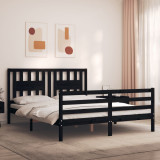 Cadru de pat cu tablie, negru, 160x200 cm, lemn masiv GartenMobel Dekor, vidaXL