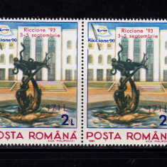 RO 1993 LP 1323 "Expo.Fila. Riccione - supra.", pereche V sau H ,MNH