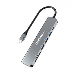 Dudao A15S Adaptor 6in1 USB-C 3x USB, 1x USB-C, SD / TF (gri)