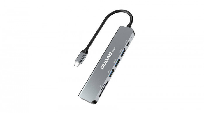 Dudao A15S Adaptor 6in1 USB-C 3x USB, 1x USB-C, SD / TF (gri)