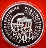 (A55) MONEDA DIN ARGINT GERMANIA - 25 EURO 2015, LIT G, REUNIFICAREA GERMANIEI, TIRAJ 50.000 BUC, STARE PROOF