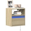 Comoda TV Perete Gossi, Stejar Sonoma, 41x31x45cm, Lumini LED RGB, Sertar &amp; Compartiment, Economie Spatiu, Design DIY