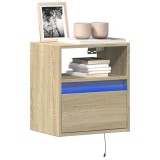 Cumpara ieftin Comodă TV de perete cu lumini LED, stejar sonoma, 41x31x45 cm