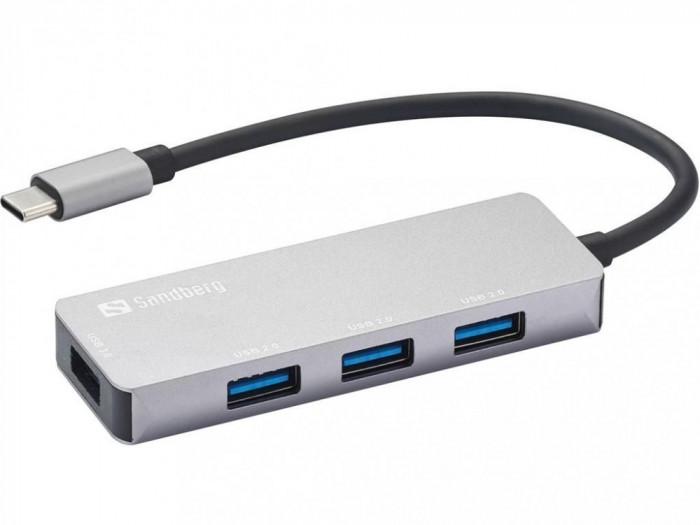 Hub USB type C - 1x USB 3.0 + 3x USB 2.0 aluminiu Sandberg 336-32