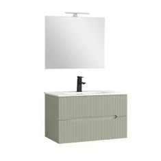 Trent Mobilier de baie 80 cm lavoar ceramic (2 sertare) cu oglindă 60x80 cm verde