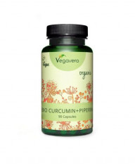 Vegavero Curcuma + Ardei Negru Organic 90 Capsule foto