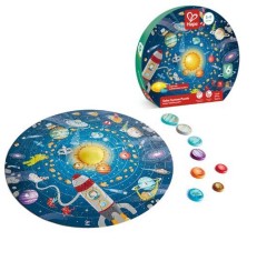 Puzzle Sistemul Solar pentru copii, cu led si planete din lemn,102 piese, Hape, +5 ani