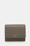 BOSS portofel de piele femei, culoarea gri, 50523685
