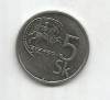 (No1) moneda-SLOVACIA- 5 coroane 1994, Europa, Cupru-Nichel