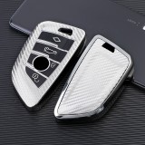 Husa Cheie Smartkey BMW 3/4 Butoane Seria G SILVER TPU+PC Carbon