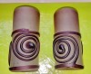 D608-2 vaze pereche sticla alb laptos cu violet stare buna. Inaltime 15 cm-d-7cm