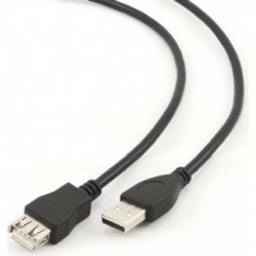 CABLU USB GEMBIRD prelungitor USB 2.0 (T) la USB 2.0 (M) 4.5m conectori auriti negru CCP-USB2-AMAF-15C