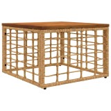 vidaXL Masă de Grădină natural 55 x 55 x 37 cm Ratan PE și sticlă 42035140